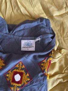 Stylish Embroidered Grey Kurta
