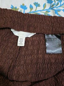H&amp;M Brown Textured Wide Leg Pants