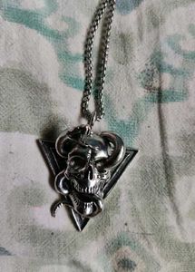 Men's Skull Snake Pendant Necklace
