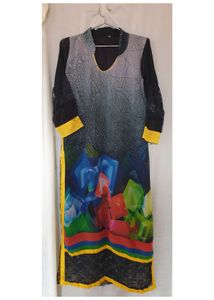 Yellow Kurti With Bottoms
