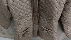 Women’s Beige Quilted Hooded Winter Jacket with Se