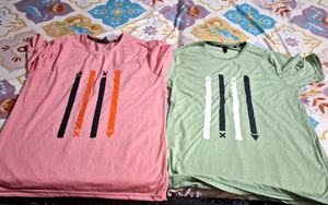 Men's set of 2 Graphic T-Shirts Pink & Green