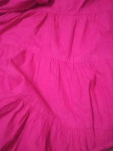 Vibrant Pink Puff Sleeve Tiered Dress