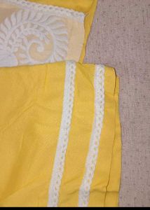Yellow &amp; White Chikankari Kurta Set
