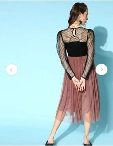 Athena Light Pink And Black Color Blocked Dress XL