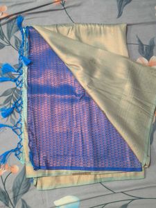 Elegant Cream Saree with Blue Border