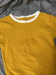 Forever 21 Yellow Graphic T-Shirt Dress
