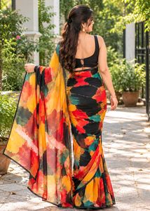 Vibrant Abstract Print Saree
