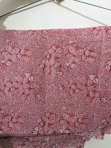 Red And White Printed Saree