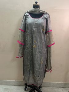 Elegant Grey Kurta Set with Dupatta