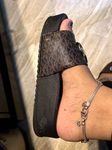 Michael Kors Brown Logo Slides