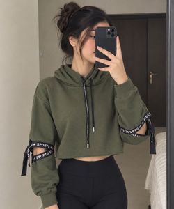 Olive Green Cropped Hoodie