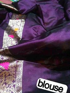 🔥Purple Banarasi Silk Saree😱