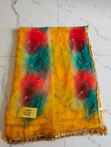 Vibrant Tie-Dye sarees with Golden Border