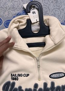 Cream Quarter Zip Sweatshirt