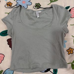 Ribbed Square Neck Crop Top