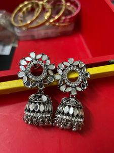 Mirror Work Jhumka Earrings