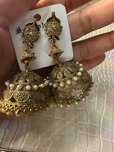 Vintage Rajasthani bridal Gold pearl Jhumka