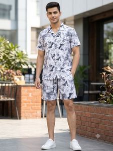Men's Printed Shirt and Shorts Set