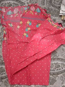 Pink Polka Dot Kurta Set