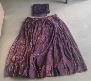 Purple Ethnic Skirt & Dupatta
