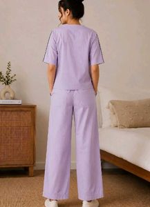 Lavender Cotton Kurta Set with Sun Print