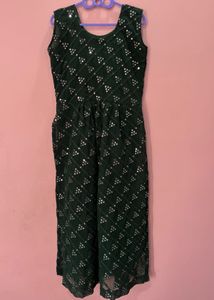 Elegant Green Mirror Work Kurti.