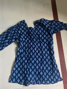 Blue Geometric Print Kurta