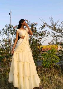 Fishcut ruffel lehenga saree