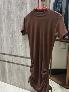 Brown Fitted Mini Dress