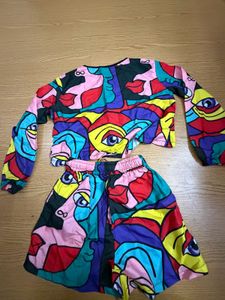Artistic Print Crop Top &amp; Shorts /Co-ord set