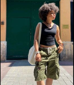Stylish Pure Cotton Bottle Green Cargo Jorts 💚