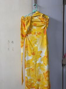 Vibrant Yellow Floral Halter Midi Dress