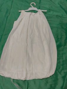 Girl's White Dress with Floral Detail