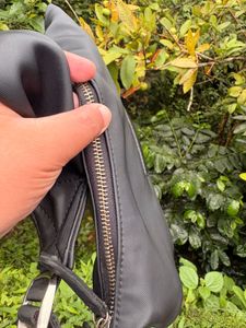 Black Leather Crossbody Bag with adjustable strap