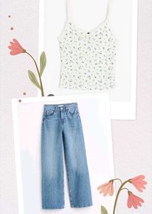 H&M Floral Top Jeans Combo