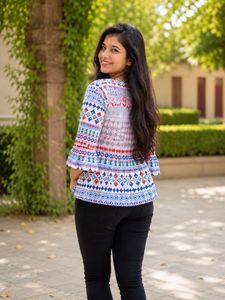 Boho Print Flared Kurta Top