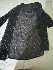 Chic Black Floral Sheer Dupatta