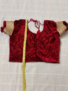 Cream &amp; Maroon Embroidered Saree With Blouse