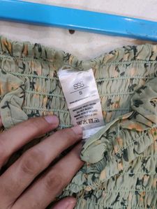 SSS Cute Floral Smocked Square Neck Top