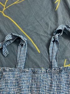 Blue Gingham Smocked Peplum Top