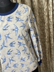 Cute Bird Print Long Sleeve Top