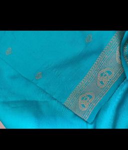 Blue pure silk baluchari inspired saree