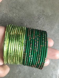 Green Beaded Bangles Set