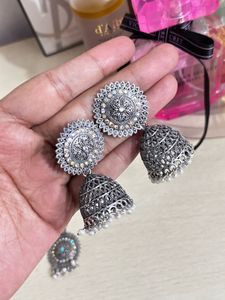 Oxidized Silver Jhumka &amp; Maang Tikka Set