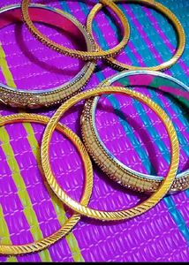 Sparkling Gold Bangles with Embellishments