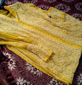 Yellow Lucknowi Chicken Curry Kurta