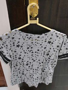 Grey Star Print T-Shirt