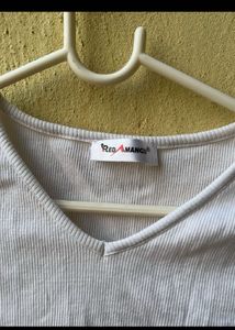Set of 2 pinteresty Beige and white ribbed T-Shirt