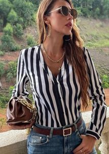 Chic Black &amp; White Striped Button-Up Top